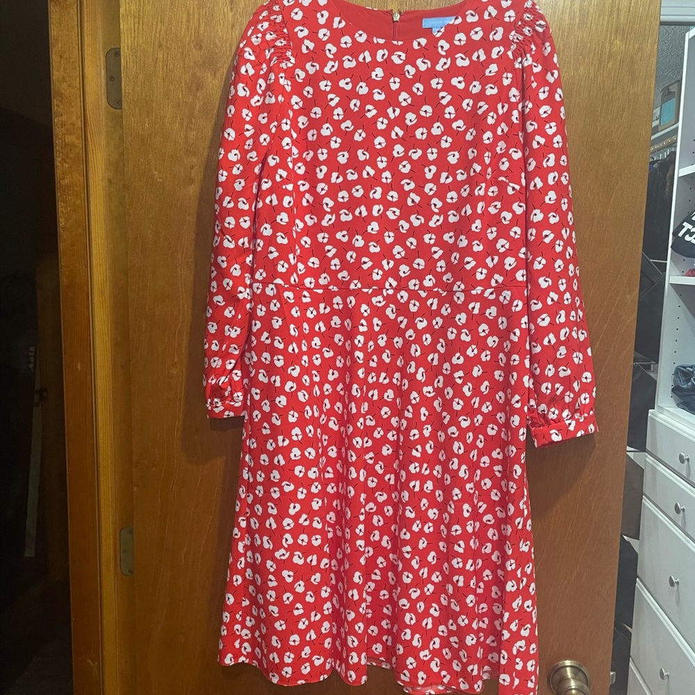 Draper James Red Mini Dress with White Floral Print